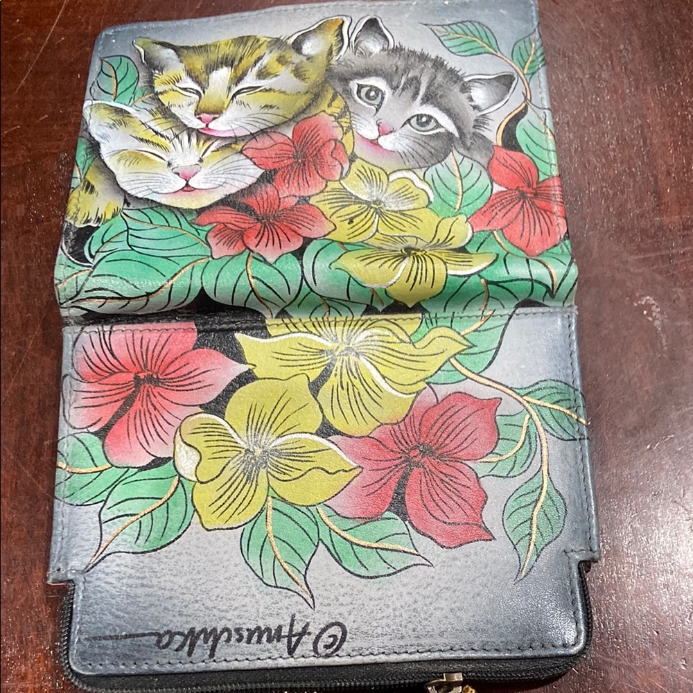 Anuschka Women's Floral Cat Wallet - Multicolor